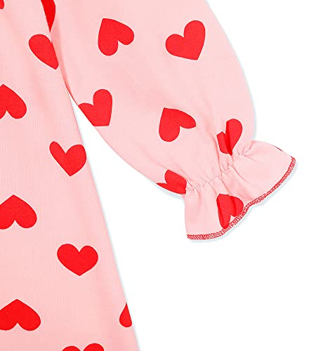 Ozkiz Heart Dresses for Girls Toddler Pink Dress with Hearts Ruffle 4t4