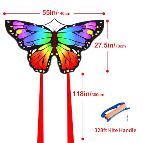 image for Kaiciuss Butterfly Kite for Kids & Adults Easy to Fly, 55