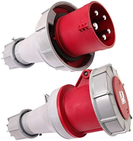 PCE 63 AMP 3P+N+E 415V IP67 Rated Trailing Plug and Socket 5 Pin 63A Waterproof Three 3 Phase Male and Female