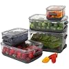 Progressive International Prepworks ProKeeper Food Fresh Produce Storage Container Set, 5- Piece, Clear Containers with Gray Sealed Tight Lids