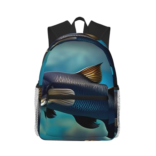 Sac à dos imprimé poisson-chat confortable et ergonomique de plein air