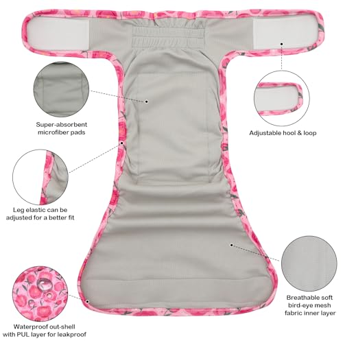 Image of Female Dog Diapers Reusable No Tail Hole Period Panties Washable 3 Pack Diapers Female for Docked-Tail Frenchie French Bulldog Boston Terrier Without Tail U-WWD05L