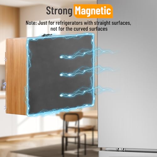 Allinside Magnetic Plastic Wrap Dispenser with Cutter, 3 in 1 Refrigerator Bamboo Wood Organizer for Tin Foil, Baking Paper, Wax Paper Holder Kitchen Storage Box Compatible with 12.9