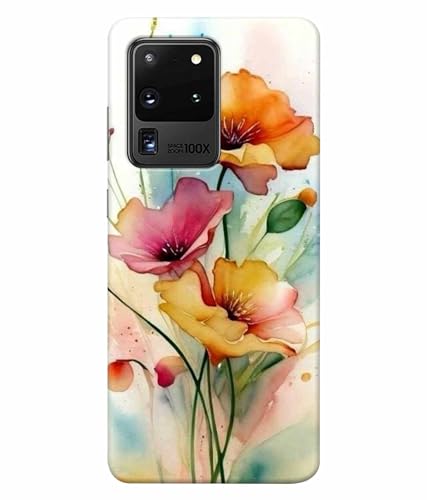 Image of Printed Hard Back Case Cover & Compatible for Samsung Galaxy S20 Ultra | Flower Painting Art (Multicolor) - D1187