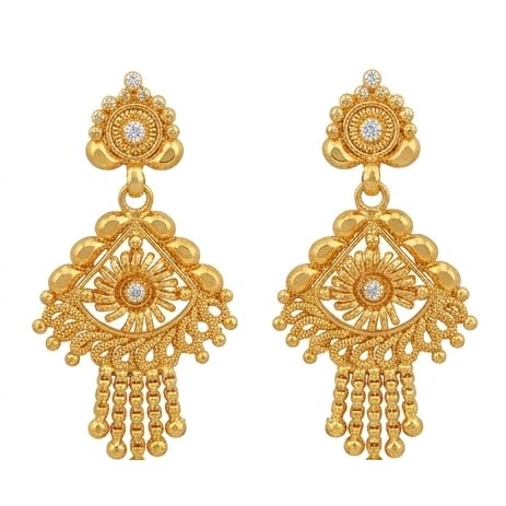 Image of Gold-Plated Chandelier Drop Earrings with Tassel Detail
