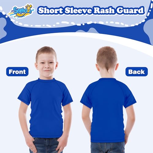 Image of Boys Rash Guard Swim Shirt Short Sleeve for Toddler Kids Youth Rashguard Water Shirt UPF+ 50 Quick Dry Swimming Shirt