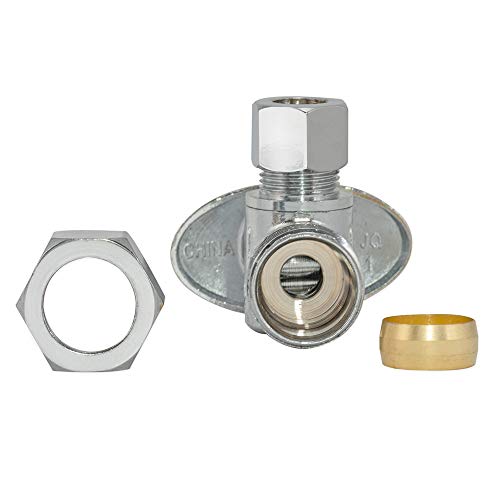 Eastman 3/8 Inch Od X 5/8 Inch Od (1/2 Inch Nom.) Quarter Turn Angle Stop Valve, Brass Plumbing Fitting, Chrome, 10738Lf #TOP4