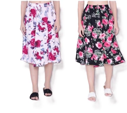 Mannatdiva Elegant Knee-Length Printed Skirt Women Stylish Design for Daily, Casual, and Office Multi 3 32-image-15