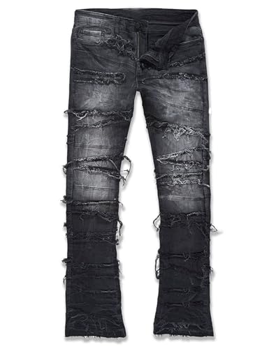 Mens Stacked Ripped Jeans Y2k Slim Fit Skinny Stretch Jeans Distressed Denim Pants Trousers4