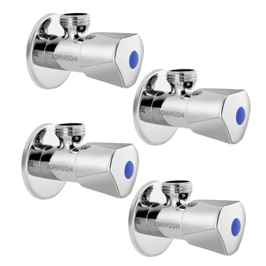 Johnson Travo Brass Angle Cock with Flange | Stop Cock with Wall Flange | Exterior Chrome Finish Angle Valve (Pack of 4)