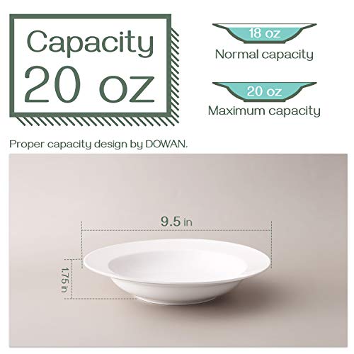 Dowan Soup Bowls, Pasta Bowls Plates, White Salad Bowls Set Of 4, Porcelain Wide Rim Bowls, 20 Ounces, Microwave & Dishwasher Safe #TOP1