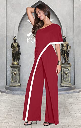Image of KOH KOH Womens 2026 One Off Shoulder Asymmetric Long Pant Jumpsuit Romper