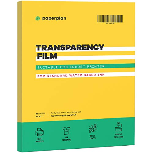 Transparency Sheets - Transparency Paper for Inkjet Printer (30 Sheets - 8.5 x 11\") Transparent Film - Printable Acetate Sheets Inkjet - Clear Printer Paper - Acetate Paper - Overhead Projector Sheets