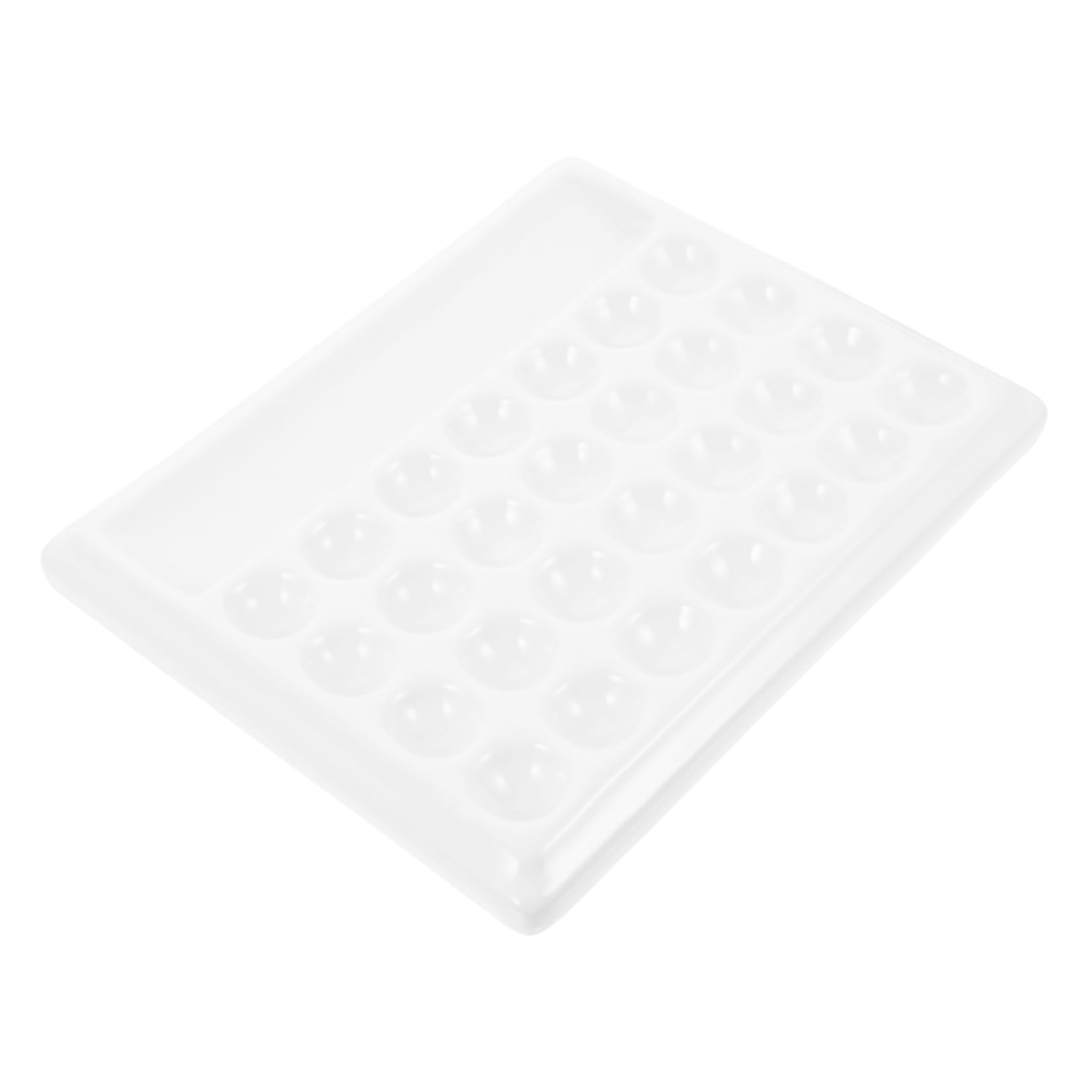 SEWACC 1pc Ceramic Pigment Tray Multi Hole Color Mixing Pallet for Watercolor Painting Durable Porcelain Tray for Artists Crafts and Students for Workshops and Art Classes