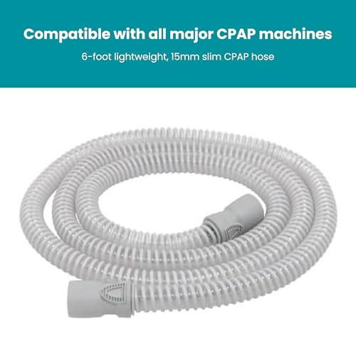 Image of LIFESOURCE - 2-Pack 6ft Slim CPAP Tubing Hose, 15mm Connector, Lightweight Flexible Replacement Tube, Gray - Compatible with ResMed AirSense 10 /11 & SlimLine CPAP /BiPAP Machines