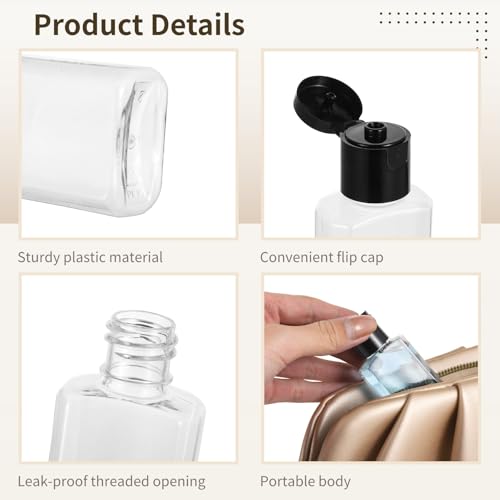 Lnrueg 100 Pcs 1 oz Travel Bottles - Hand Sanitizer Bottle Mini Clear Bottles with Flip Caps, Portable Empty Refillable Containers for Shower Gel, Face Creams, Body Lotions,Black4