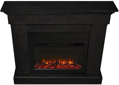 Miniatura 4 de Bowery Hill Chimenea eléctrica delgada de madera maciza y vidrio de 47.5" en negro