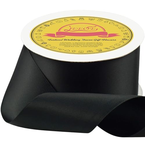 Image of Double Face Satin Ribbon 2 inch X 25 Yards Polyester Black Ribbon for Gift Wrapping Very Suitable for Weddings Party Hair Bow Invitation Decorations and More