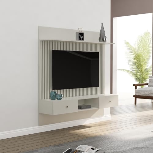 Image of Bniture TV Unit for Living Room Bedroom Unit Frosty White Upto 30 to 65 Inch Cabinet Base Mount, with Storage, Ideal for TV
