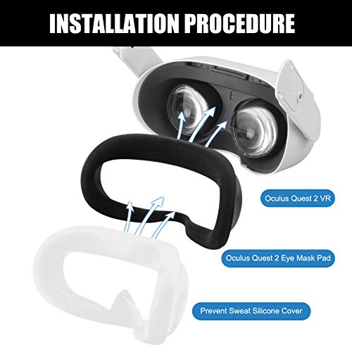 Esimen Película de silicone compatível com Oculus Quest 2, protetor de olhos padrão, bloqueio de luz