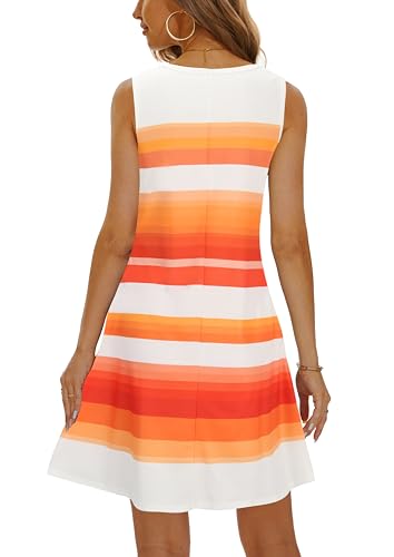 Image of Summer Dresses for Women 2026 Casual Sundresses Beach Cover Ups Sleeveless Tshirt Swing Dress with Pockets