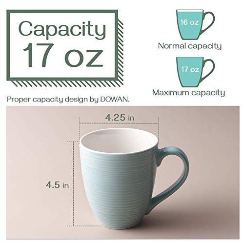 DOWAN Ceramic Coffee Mugs, 17 oz Coffee Cups for Women Men, Coffee Mug Set of 6 for Latte, Hot Tea, Cappuccino, Mocha, Cocoa, Turquoise - Image 2