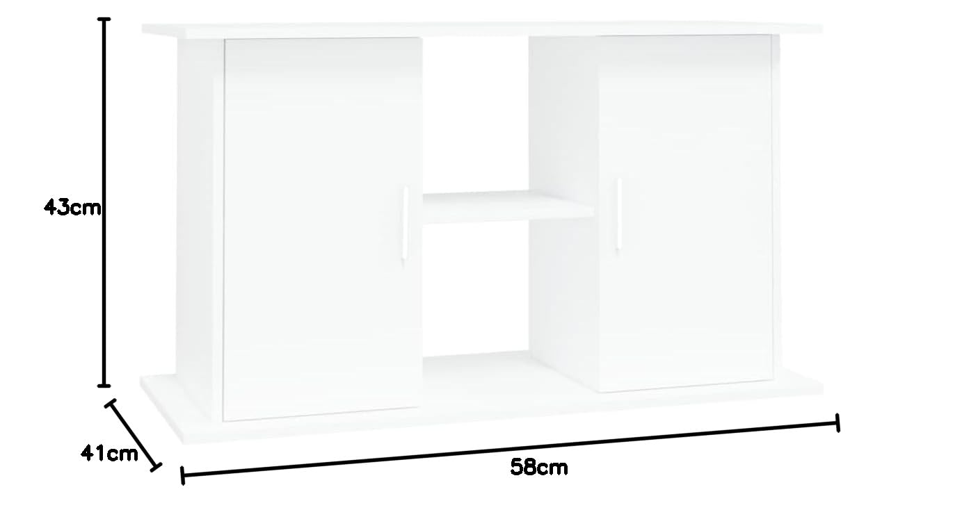 Soporte para acuario con compartimentos y estantes, armario inferior para acuario, color blanco, 101 x 41 x 58 cm