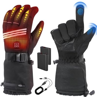 Heated Gloves for Men Women, Rechargeable Heated Gloves with 4 Temperature Modes, 7.4V 5000mAh Battery Waterproof Heated Gloves Camping Hand Warmers for Motorcycle Skiing Hiking Hunting Cycling