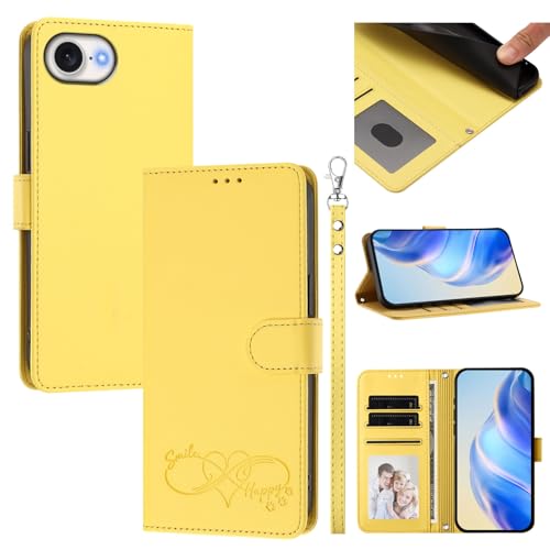 �X�}�z�P�[�X �Ή��@�� for iPhone 17E / 16E / SE 2025 / SE4 �X�}�z�P�[�X�y�J�[�h�E�������[�X���b�g�t�� �E�H���b�g�f�U�C�� �t���b�v�X�^���h �����h�~�@�\�zYellow