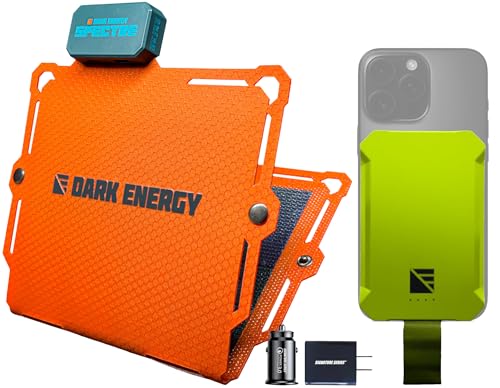 Image of Dark Energy Poseidon Nano with Spectre 8W Solar Panel | Off The Grid Mini Power Bundle | 3,000mAh MagSafe Power Bank with USB-C Cable, 8W Foldable Solar Panel and Signature Series Adapters