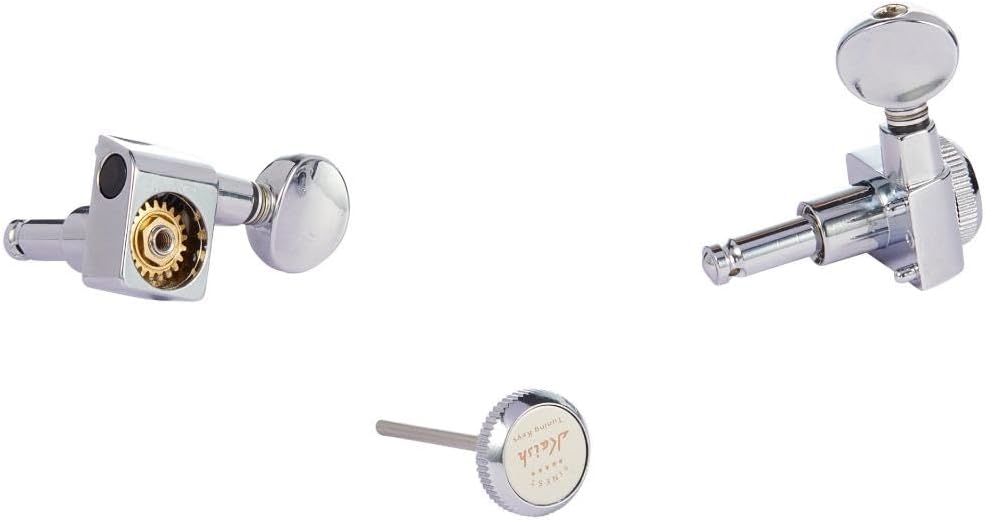 KAISH 21:1 Dual Pin (No Screws) Locking Tuners 2 Pin Locking Tuning Keys Pegs Tuning Machine Heads fits for American Series Strat/Tele Guitars Vintage Oval Button Chrome