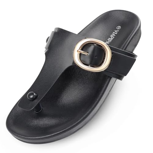 Image of Adjustable Double Buckle Leather Flat Sandals For Women Arch Support Comfort Beach Walking Shoes Sizes 5-11