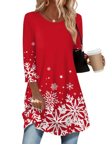 Image of Zeagoo Women Tops 3 /4 Sleeve Dressy Casual Plus Size Tunics Loose Blouses