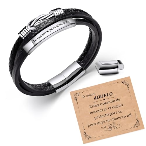 SUNSH Regalo del Día del Padre para Abuelo Pulsera Hombres Ilimitado Nudo...