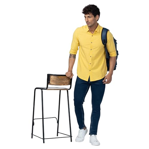 Image of Spykar Men's Slim Fit N /A Full Sleeve Striped Casual Shirts