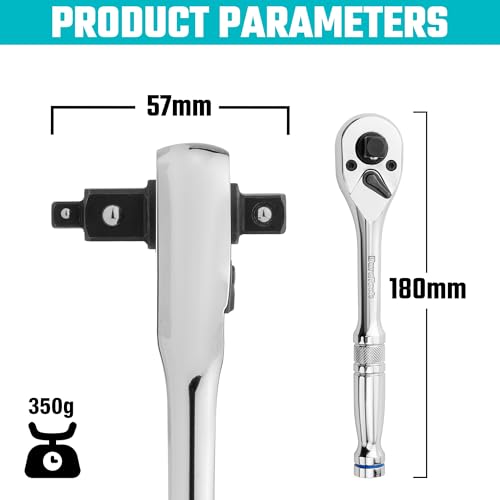 DURATECH 3-in-1 Ratchet Handle, 1/4", 3/8", 1/2" Drive Reversible Ratchet Wrench, Alloy Steel, 72-Tooth Socket Wrench for Auto Car Repair 4 DURATECH 3-in-1 Ratchet Handle, 1/4", 3/8", 1/2" Drive Reversible Ratchet Wrench, Alloy Steel, 72-Tooth Socket Wrench for Auto Car Repair - Image 4