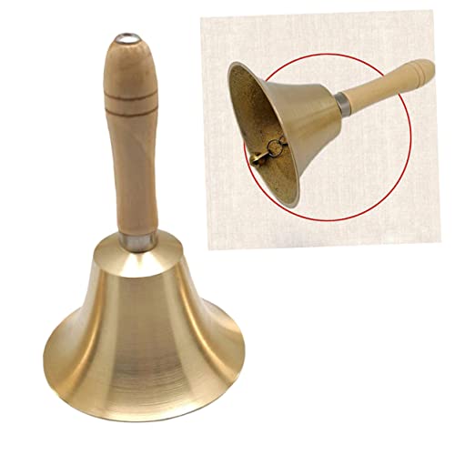 SEWACC 14cm Diameter Hand Bell Made of Polished Brass Call Bell for Restaurant and Party