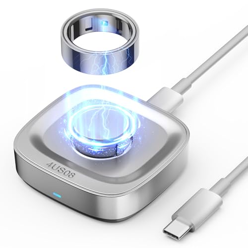 Compatible with Ou-ra Ring Gen 4 Charger - Size 8 - Portable Replacement Fast Charging Dock with USB-C Cable for Smart R - Detailed View