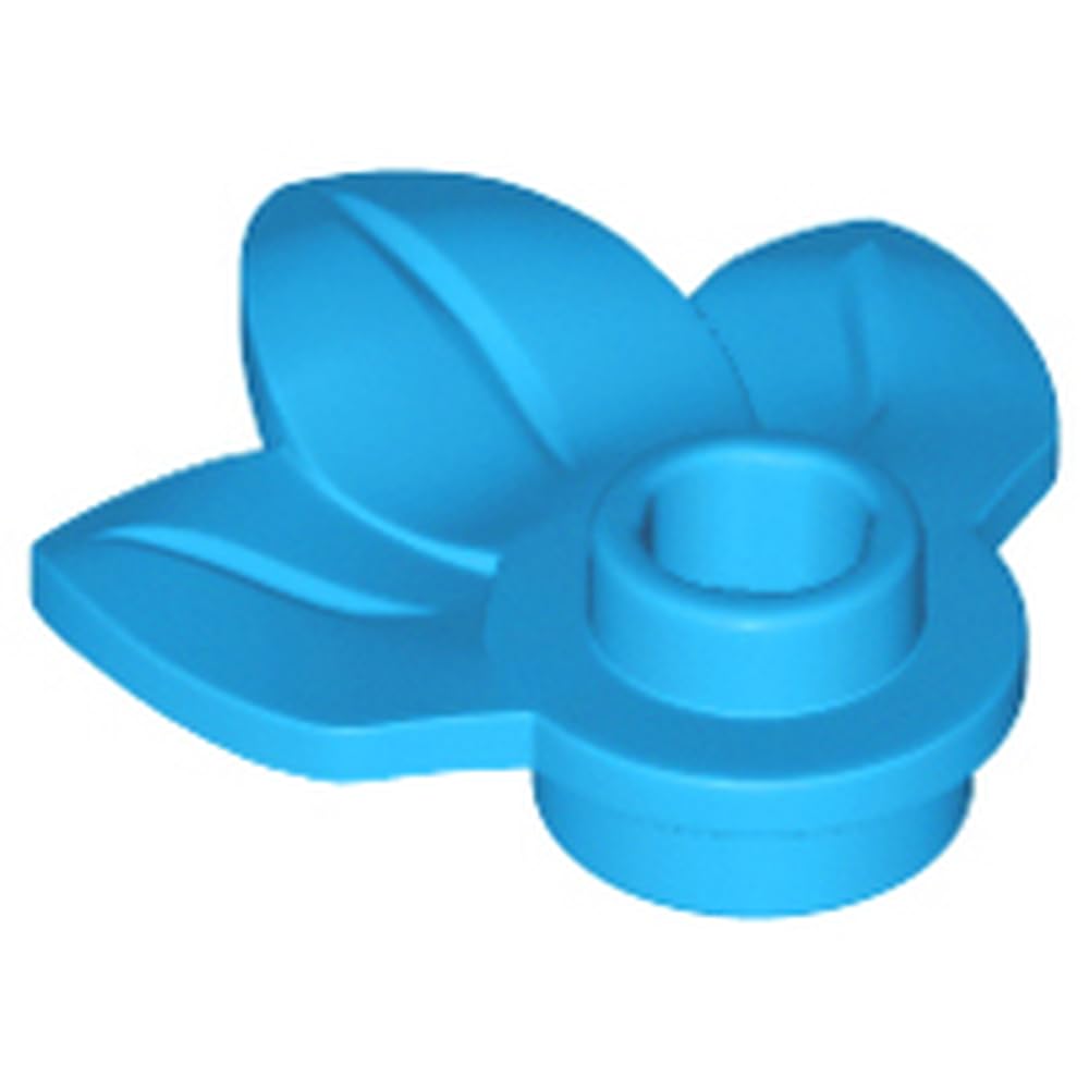 LEGO Plant Plate, Round 1 x 1 with 3 Leaves Part 32607, Part 32607, Choose Your Colour (Dark Azure, 10, Bricks)