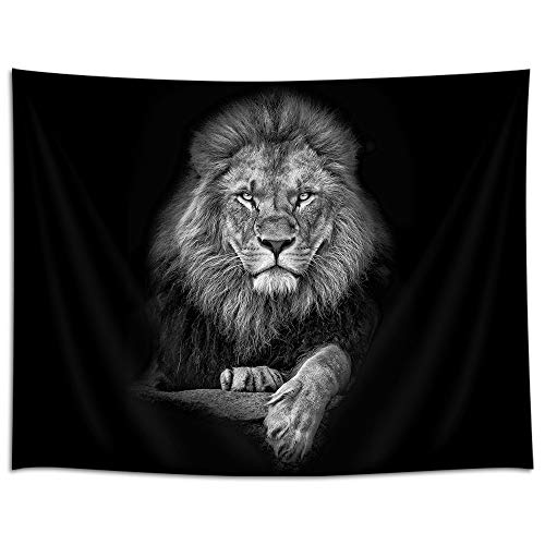 Nymb Lion Tapestry, Wild Animal African Lion On Black Background, Tapestries Wall Hanging For Bedroom Living Room Collage Dorm Room #TOP1