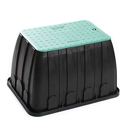 BirnePower Ventilbox Standard 58x38 5x31 cm | Verteilerkasten für 4 Magnetventile | Bewässerung Box Grün/Schwarz | Unterirdisch UV-Beständig & Schlagfestem PP-Kunststoff
