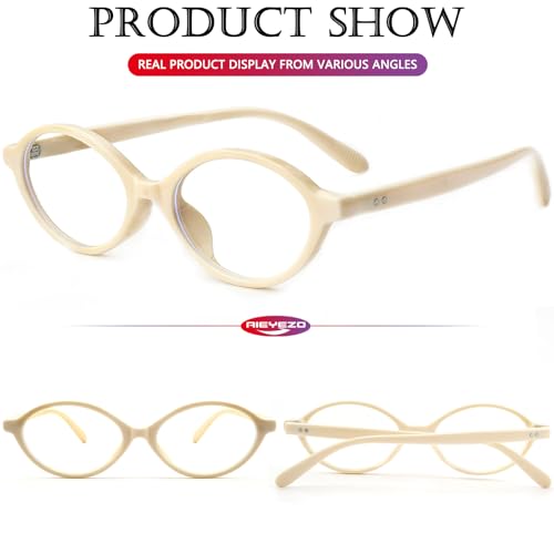 Image of AIEYEZO Small Oval Blue Light Glasses for Women Fashion Retro TR90 Oval Frames Computer Screen Glasses (Milk White)