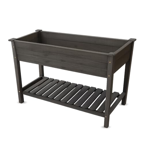 Bestlivings Hochbeet Blumenbeet 85cm x 45cm x 81cm Pflanzkasten aus Holz mit Schutzvlies und Ablageboden für Balkon, Garten oder Terrasse