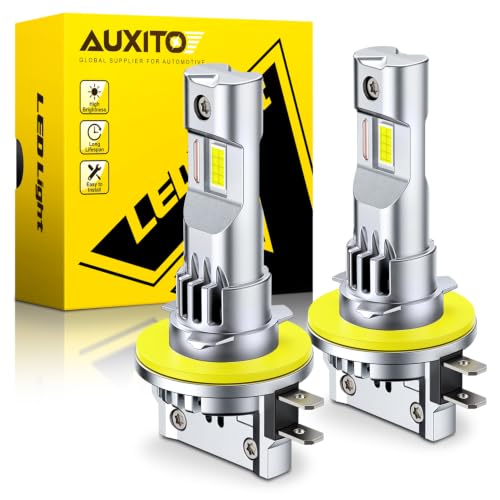 Image of AUXITO H11B Bulbs, 1400% Brightness, 6500K Ultra White, 1:1 Mini Design, Anti-Flicker H8B /H9B Light, 3MIN Plug N Play, 60000Hr+ Long Lifespan, 99% Vehicles Supported, Pack of 2