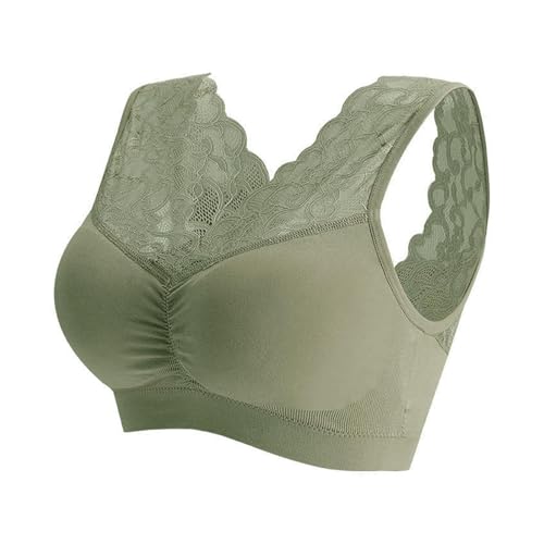 Conjunto de ropa interior sexy para mujer, malla inalámbrica, tirantes anchos, sujetadores sin mangas, cobertura completa, sujetador de camiseta, ropa interior sexy para mujer, verde, XL