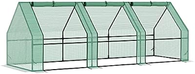 Homcom Invernadero Pequeño con Ventanas - Color Verde - Tubos de Acero y PE 140 g/m2-270x90x90cm