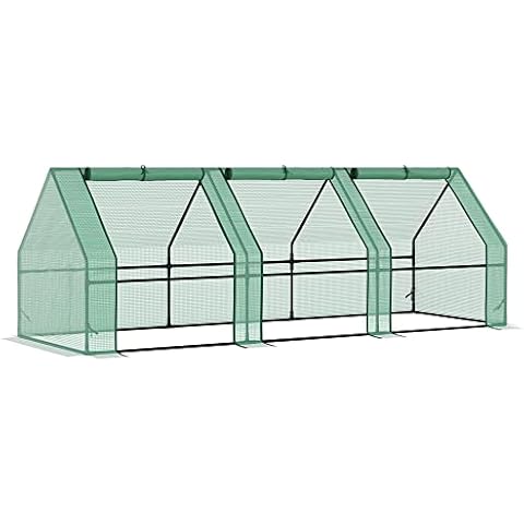 Outsunny 6' x 3' x 3' Portable Mini Greenhouse Outdoor Garden with Large Zipper Doors and Water/UV PE Cover, Green Cover