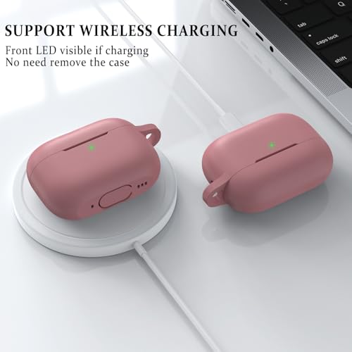 Image of Meliya for AirPods Pro 2 /1 Gen (2023 /2022 /2019) Case Cover with Cleaning Kit and Keychain, Soft Silicone Case Compatible with Airpods Pro 2 (USB-C /Lightning Cable) - Pink
