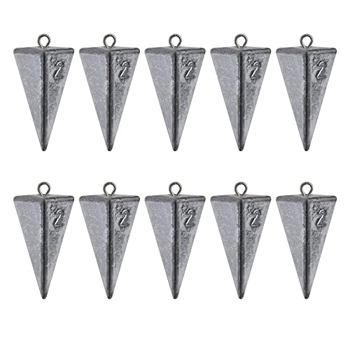 Pyramid Weights Saltwater Fishing Sinker Weight Catfish Rig Surfishing Tackle Gear with Box 1oz,2oz,3oz,4oz,5oz,6oz (2OZ - 10PCS)