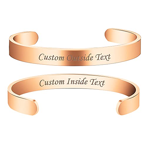Personalized Custom Bracelets Bangle for Women, Customized Engraved Cuff Bracelet, Name Quote Inspirational Jewelry Personalized Gifts for Women Men